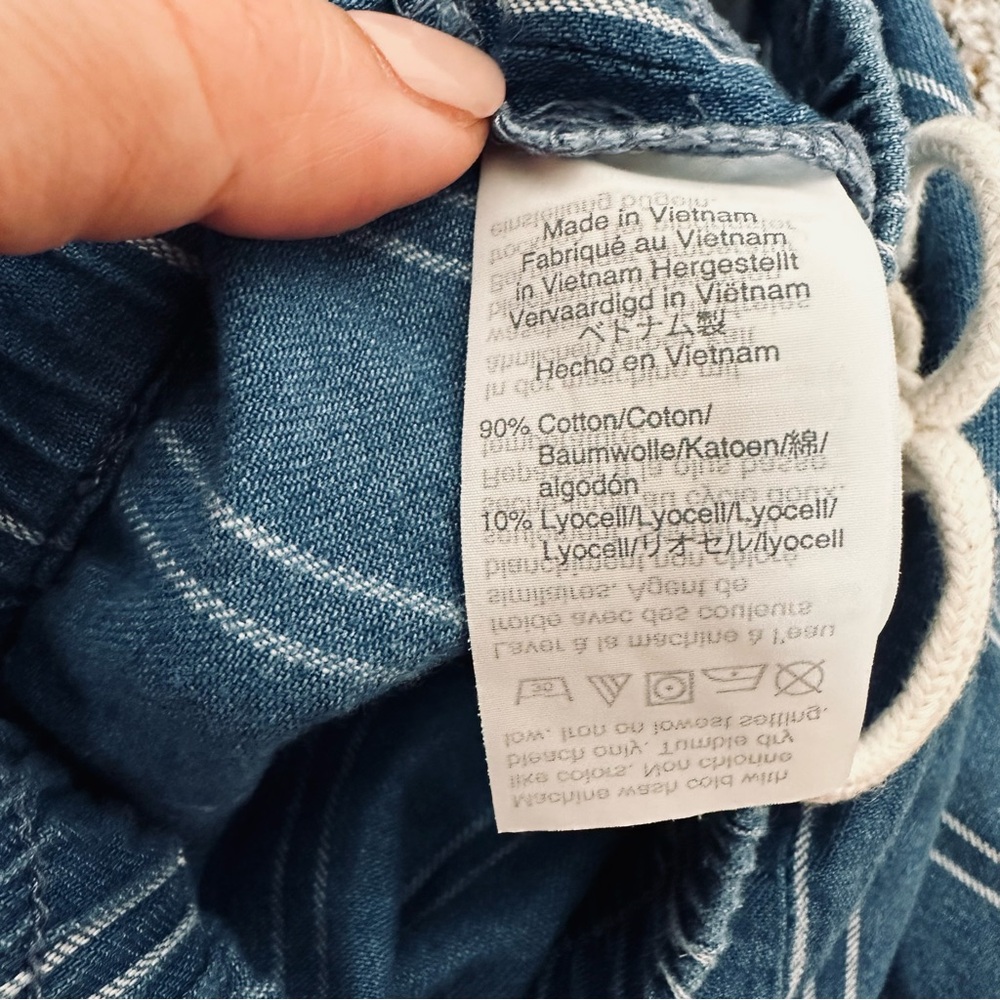 Madewell Blue Stripe Drawstring Pull On Short - Picture 5 of 6